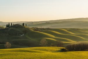 Hügelige Landschaft in der italienischen Weinregion Toskana