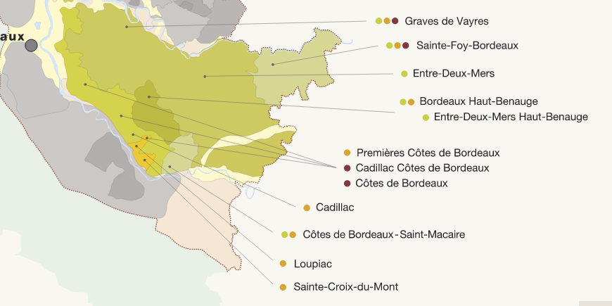 Karte von Cadillac Côtes de Bordeaux in Frankreich