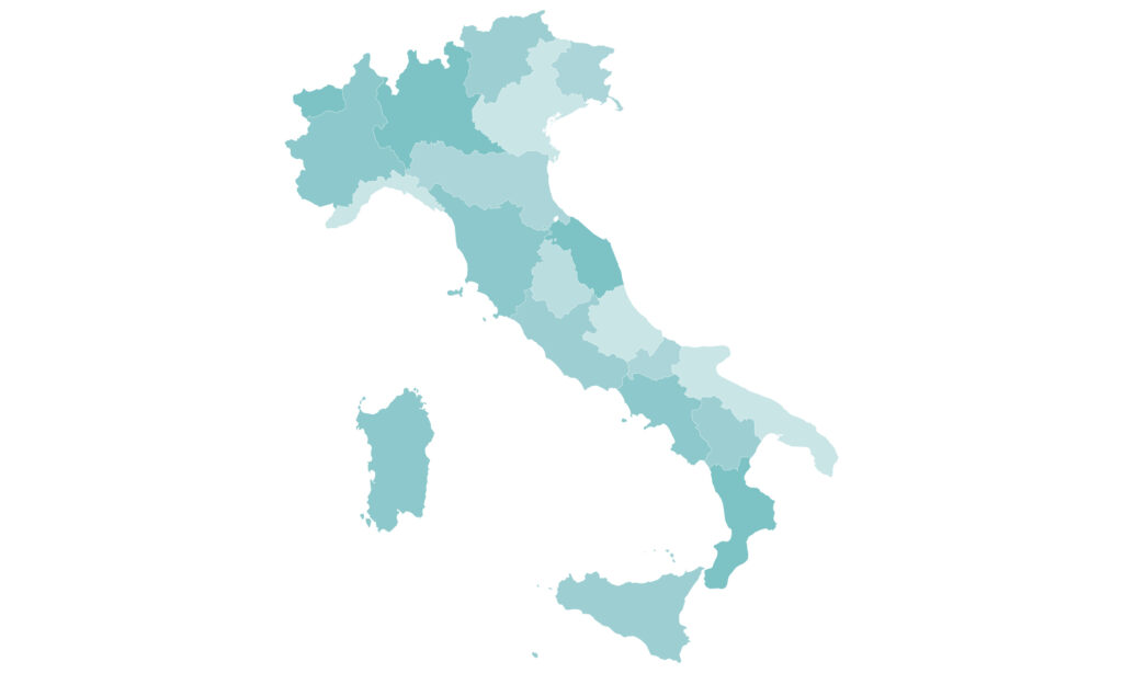 Karte von Italien mit den Weinregionen